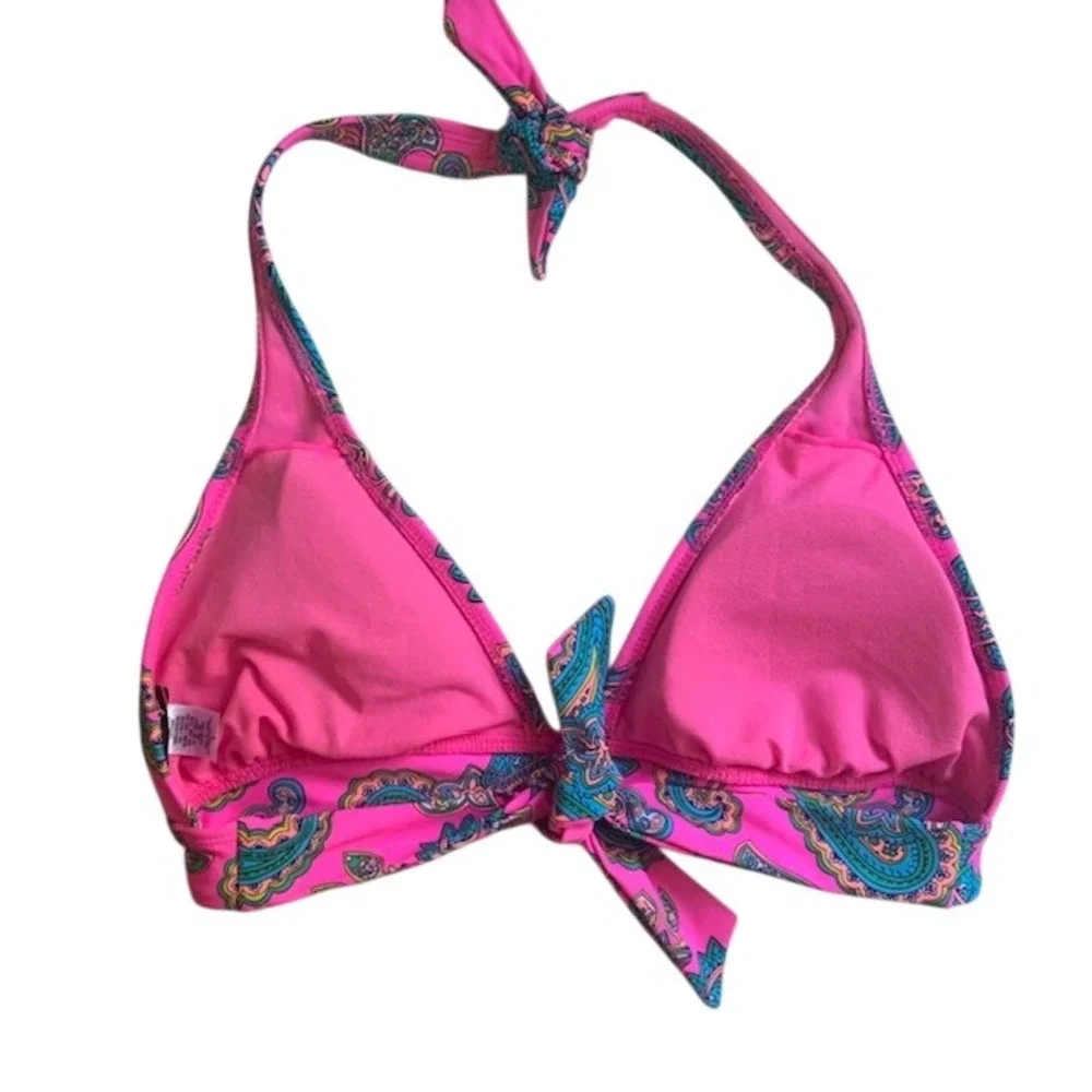 NWT Paisley Bikini Set Halter Tie Two Piece Swimsuit L Resort Preppy Coastal